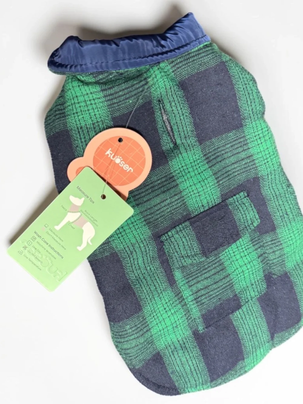 Kuoser Reversible Dog Winter Coat Small NWT Green Plaid Puppy Jacket